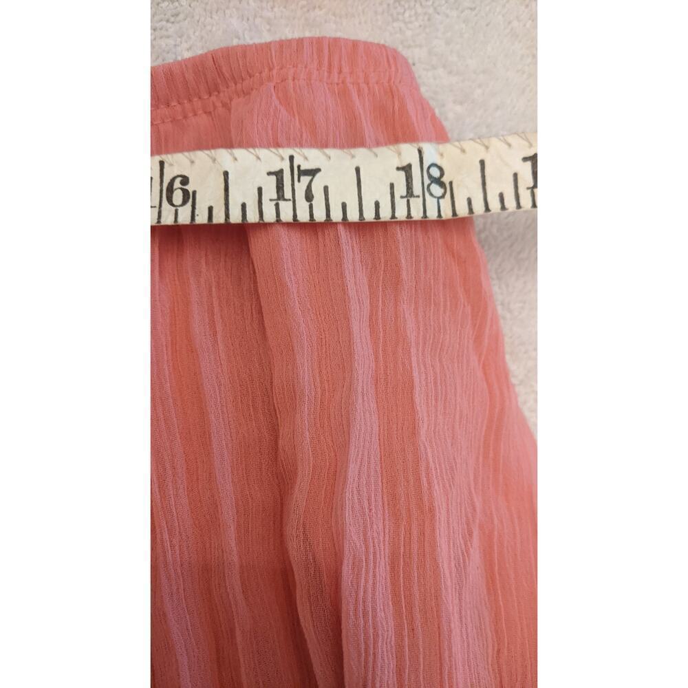 Chiffon Pink Coral Midi Skirt with Liner, Size 16 - Picture 9 of 9